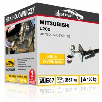 Hak holowniczy Mitsubishi L200, 03/2006-07/2015, odkręcany z kołnierzem i wypinany poziomo (typ 24022/SF)