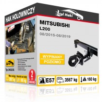 Hak holowniczy Mitsubishi L200, 08/2015-08/2019, odkręcany i wypinany poziomo (typ 24022/G)