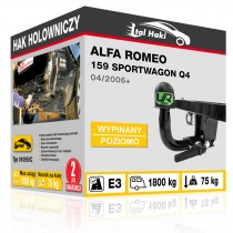 Hak holowniczy Alfa Romeo 159 SPORTWAGON Q4, 04/2006+, wypinany poziomo (typ 01055/C)