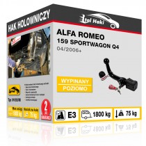 Hak holowniczy Alfa Romeo 159 SPORTWAGON Q4, 04/2006+, wypinany poziomo z zabezpieczeniem (typ 01055/M)