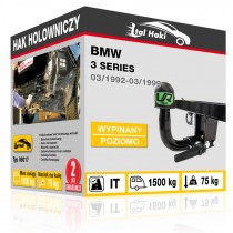 Hak holowniczy BMW 3 SERIES, 03/1992-03/1999, wypinany poziomo (typ 06017)