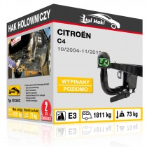 Hak holowniczy Citroën C4, 10/2004-11/2010, wypinany poziomo (typ 07039/C)