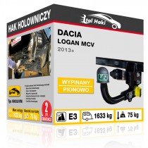 Hak holowniczy Dacia LOGAN MCV, 2013-10/2020, wypinany pionowo (typ 08008/VM)