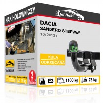 Hak holowniczy Dacia SANDERO STEPWAY, 10/2012-12/2020, odkręcany (typ 08006/F)