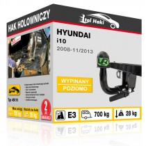 Hak holowniczy Hyundai I10, 2008-11/2013, wypinany poziomo (typ 45016)