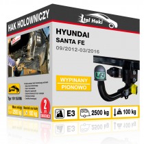 Hak holowniczy Hyundai SANTA FE, 09/2012-03/2016, wypinany pionowo (typ 19115/VM)