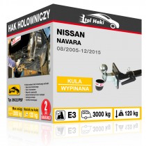 Hak holowniczy Nissan NAVARA, 08/2005-12/2015, odkręcany z kołnierzem i wypinany poziomo (typ 26022/PSF)