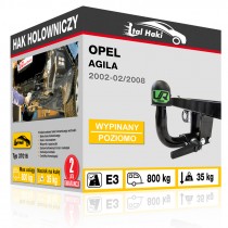 Hak holowniczy Opel AGILA, 2002-02/2008, wypinany poziomo (typ 37016)