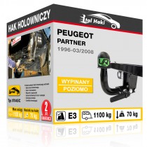 Hak holowniczy Peugeot PARTNER, 1996-03/2008, wypinany poziomo (typ 07045/C)