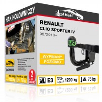 Hak holowniczy Renault CLIO SPORTER IV, 05/2013+, wypinany poziomo (typ 31100/C)