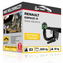 Hak holowniczy Renault ESPACE IV, 2002-05/2015, wypinany poziomo (typ 31077)