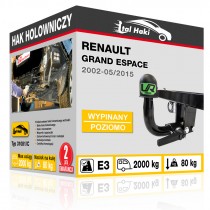 Hak holowniczy Renault GRAND ESPACE, 2002-05/2015, wypinany poziomo (typ 31081/C)