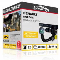 Hak holowniczy Renault KOLEOS, 09/2008-03/2017, wypinany pionowo (typ 31090/VM)