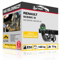 Hak holowniczy Renault SCENIC III, 02/2009-08/2016, odkręcany (typ 31105/F)