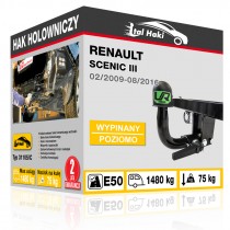 Hak holowniczy Renault SCENIC III, 02/2009-08/2016, wypinany poziomo (typ 31105/C)