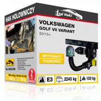 Hak holowniczy Volkswagen GOLF VII VARIANT, 2013+, wypinany pionowo (typ 43060/VM)
