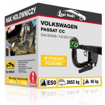 Hak holowniczy Volkswagen PASSAT CC, 04/2008-12/2012, wypinany poziomo (typ 43063/C)