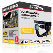 Hak holowniczy Volkswagen TRANSPORTER T5, 04/2003-07/2015, wypinany pionowo (typ 43061/VM)