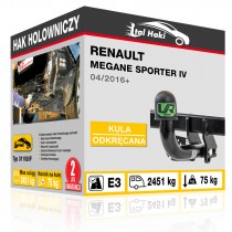 Hak holowniczy Renault MEGANE SPORTER IV, 04/2016+, odkręcany (typ 31108/F)