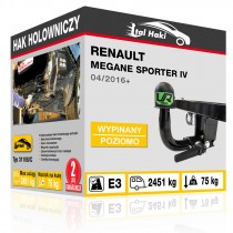 Hak holowniczy Renault MEGANE SPORTER IV, 04/2016+, wypinany poziomo (typ 31108/C)
