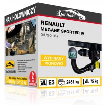 Hak holowniczy Renault MEGANE SPORTER IV, 04/2016+, wypinany pionowo (typ 31108/VM)