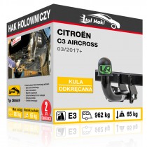 Hak holowniczy Citroën C3 AIRCROSS, 03/2017+, odkręcany (typ 28066/F)