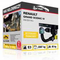 Hak holowniczy Renault GRAND SCENIC IV, 09/2016+, wypinany pionowo (typ 31109/VM)