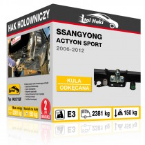 Hak holowniczy Ssangyong ACTYON SPORT, 2006-2012, odkręcany z kołnierzem (typ 34207/SF)