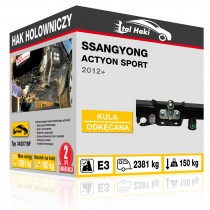 Hak holowniczy Ssangyong ACTYON SPORT, 2012+, odkręcany z kołnierzem (typ 34207/SF)