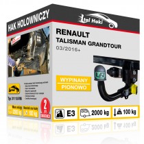 Hak holowniczy Renault TALISMAN GRANDTOUR, 03/2016+, wypinany pionowo (typ 31110/VM)