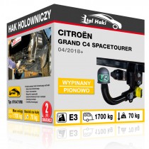 Hak holowniczy Citroën GRAND C4 SPACETOURER, 04/2018+, wypinany pionowo (typ 07047/VM)