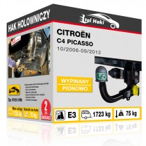 Hak holowniczy Citroën C4 PICASSO, 10/2006-09/2013, wypinany pionowo (typ 07051/VM)