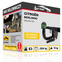 Hak holowniczy Citroën BERLINGO, 08/2018+, wypinany poziomo (typ 07053/C)