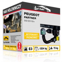 Hak holowniczy Peugeot PARTNER, 08/2018+, wypinany pionowo (typ 07053/VM)