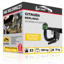 Hak holowniczy Citroën BERLINGO, 04/2008-07/2018, wypinany poziomo (typ 07053/C)